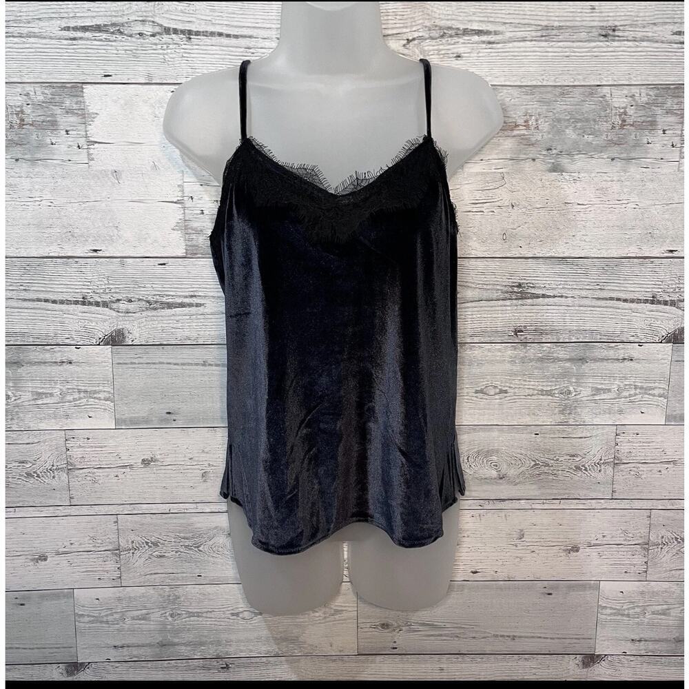 Velvet Unconventional Lace Trim Top Tank DarkAcademia OfficeVixen Witchy Boho XL